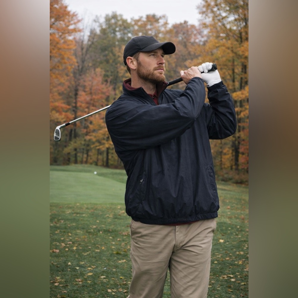 Tommy Hilfiger Golf Men's Navy/Burgundy Reversible Windbreaker Pullover Jacket